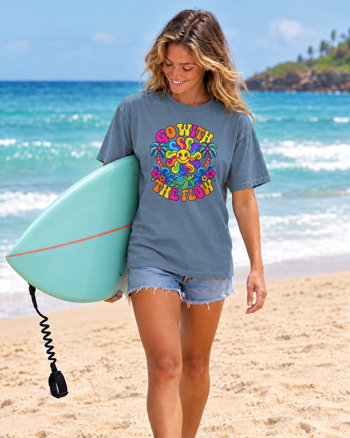 Go With The Flow Tee | Retro Wave Shirt | Positive Vibes T-Shirt | Comfort Colors