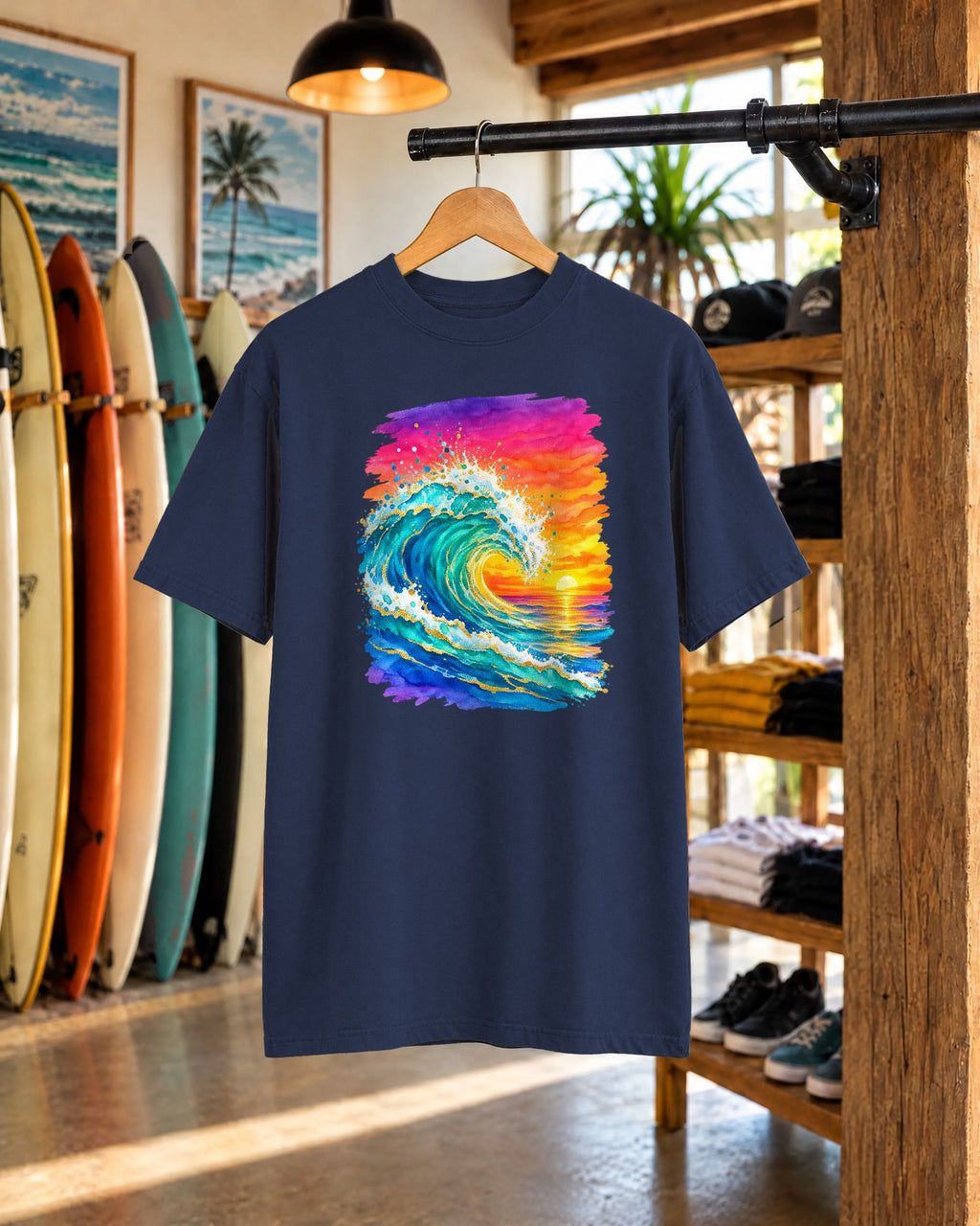 Watercolour Wave Sunset Shirt | Gold Ocean Wave Tee | Comfort Colors T-Shirt