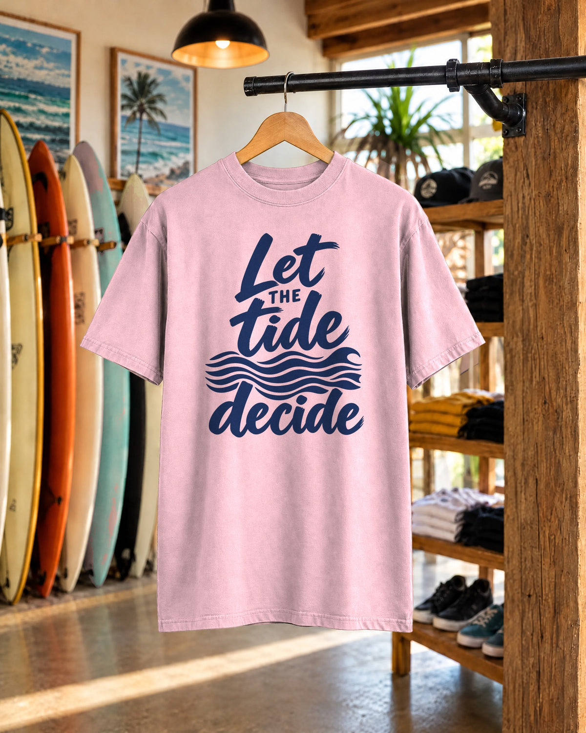 Let The Tide Decide Shirt | Wave Lines Script Tee | Comfort Colors T-Shirt