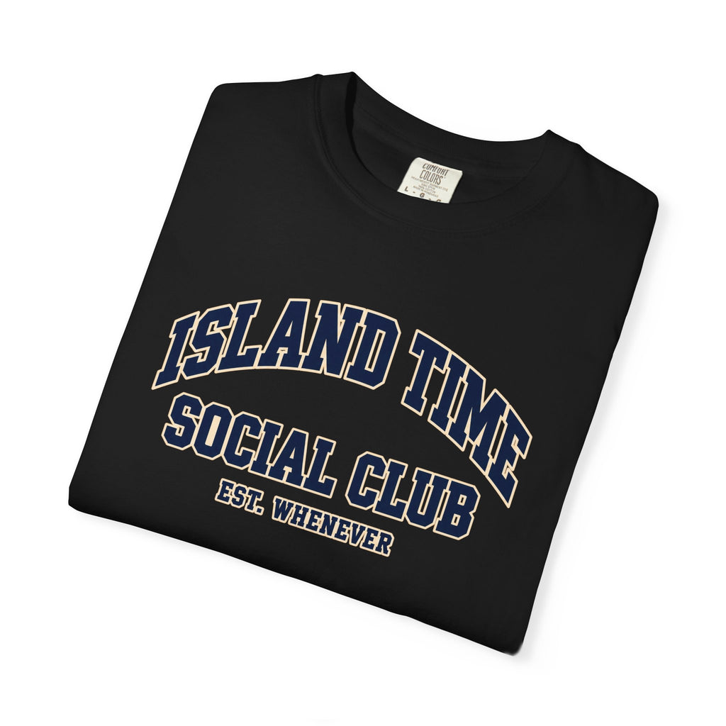Island Time Social Club Tee | Est. Whenever | Varsity Beach T-Shirt | Comfort Colors Vacation Shirt