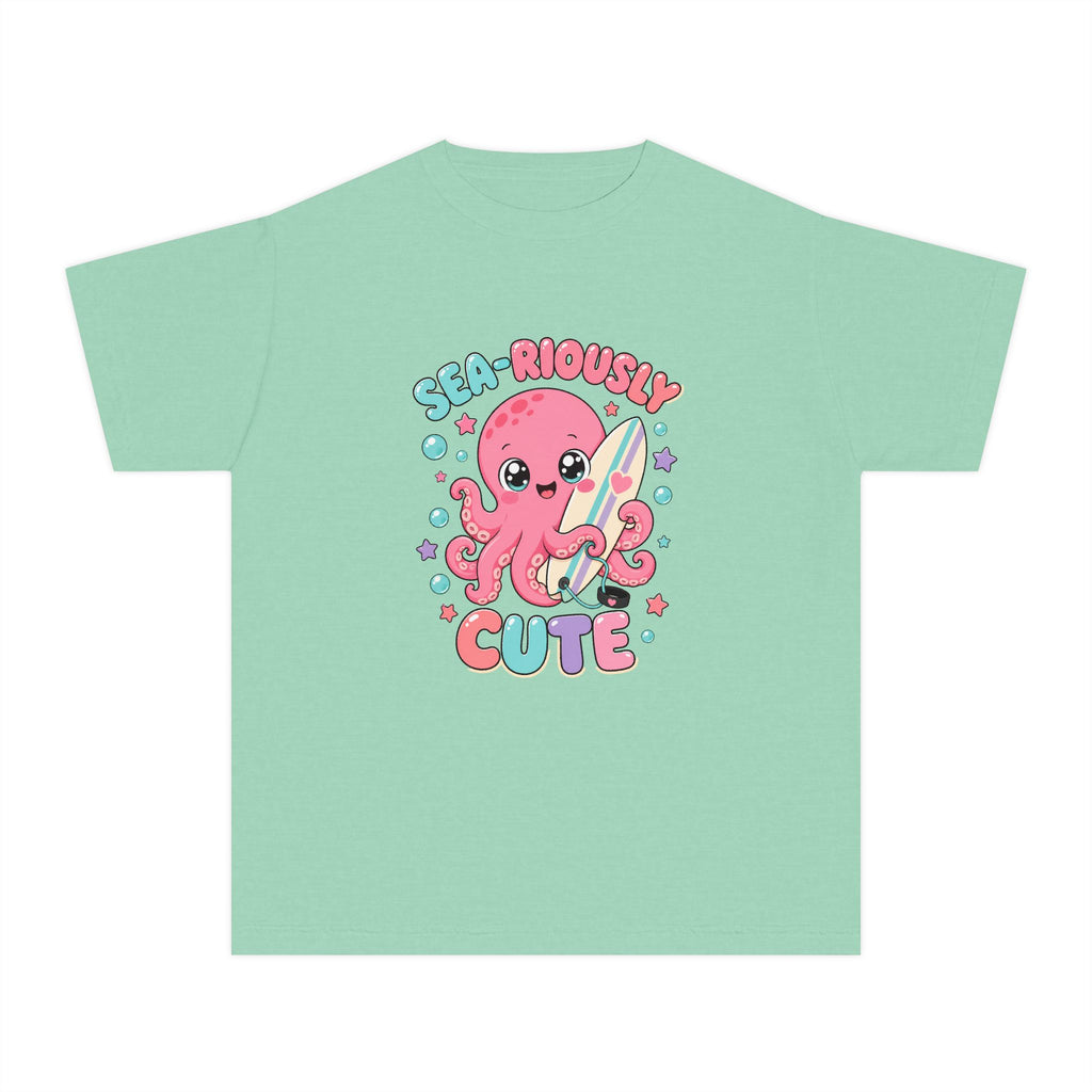 Sea-Riously Cute Kids Tee | Cute Octopus Kids Shirt | Youth Beach T-Shirt | Surf Kid Gift