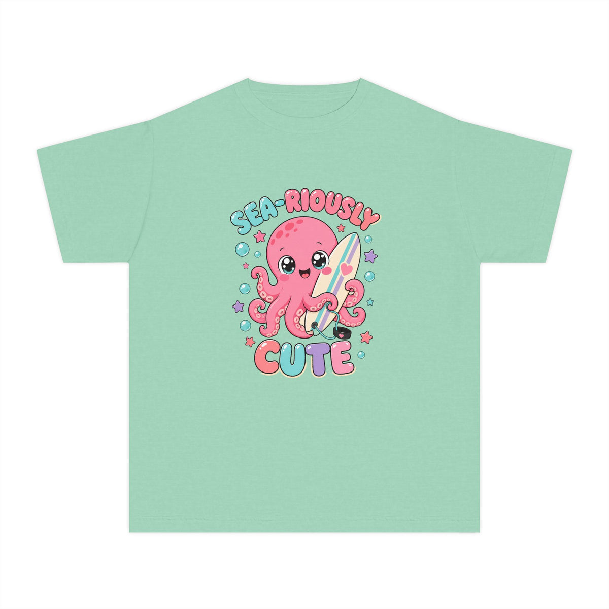 Sea-Riously Cute Kids Tee | Cute Octopus Kids Shirt | Youth Beach T-Shirt | Surf Kid Gift