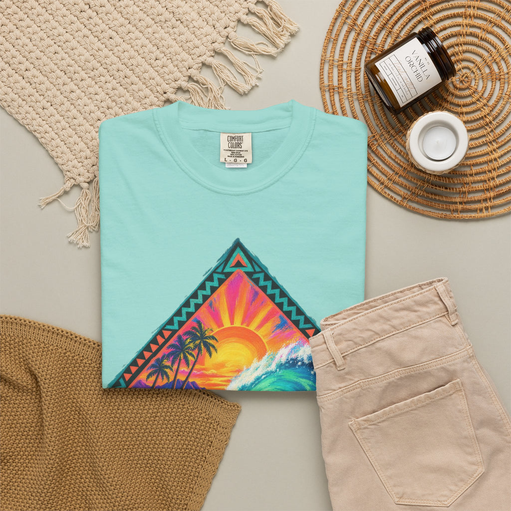 Tribal Barrel Wave Surf Shirt | Polynesian Surfer Tee | Comfort Colors T-Shirt
