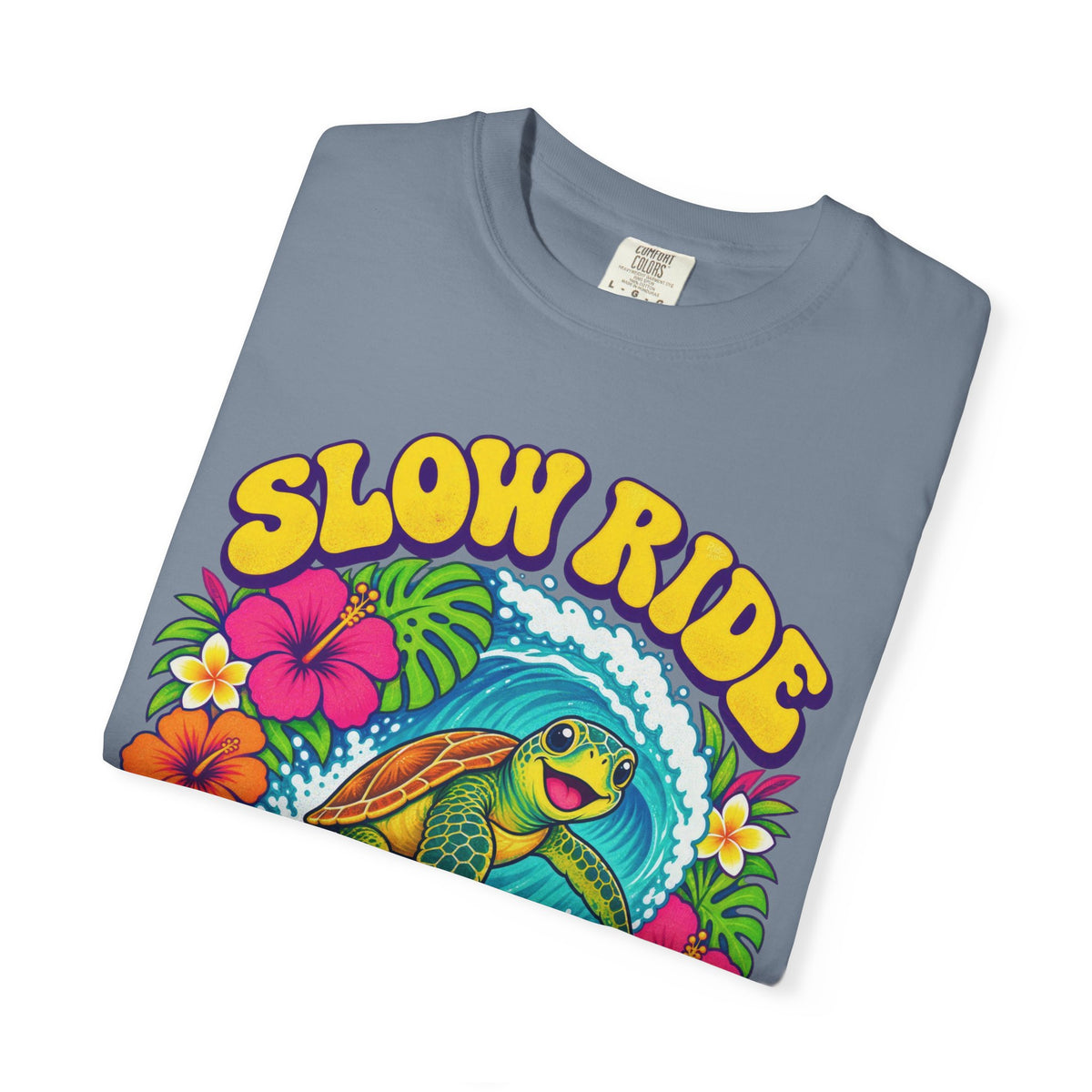 Slow Ride Good Tide Tee | Sea Turtle Surf Shirt | Groovy 70s Beach T-Shirt | Comfort Colors