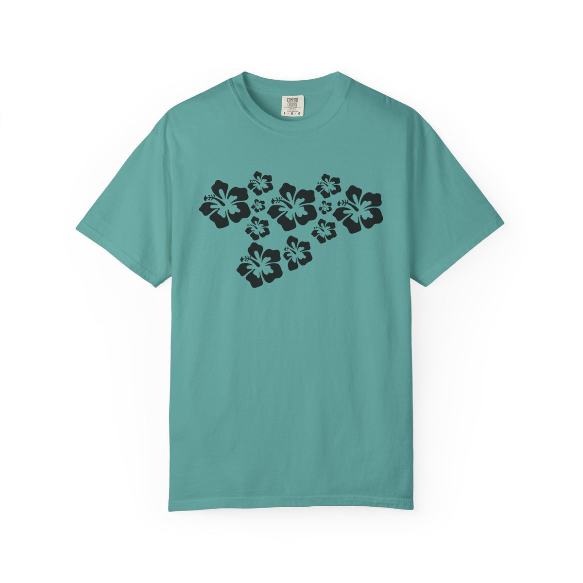 Hibiscus Flowers Tee | Black Hibiscus Cluster Shirt | Tropical Island Flower T-Shirt | Comfort Colors
