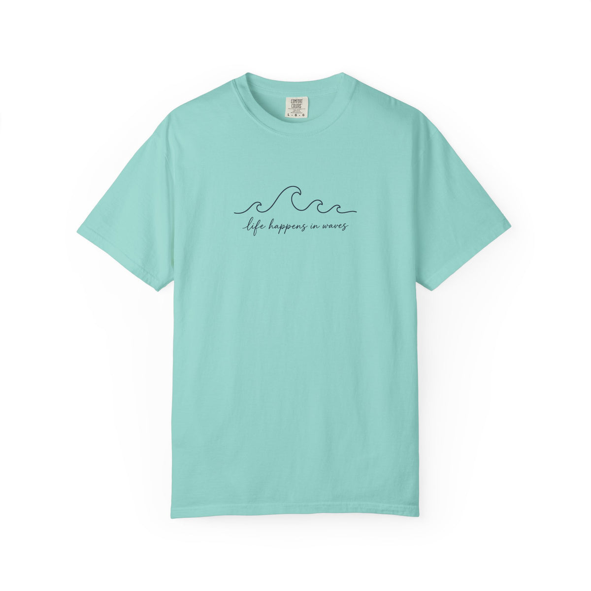 Life Happens In Waves Tee | Minimal Wave Line Shirt | Inspirational Ocean T-Shirt | Comfort Colors