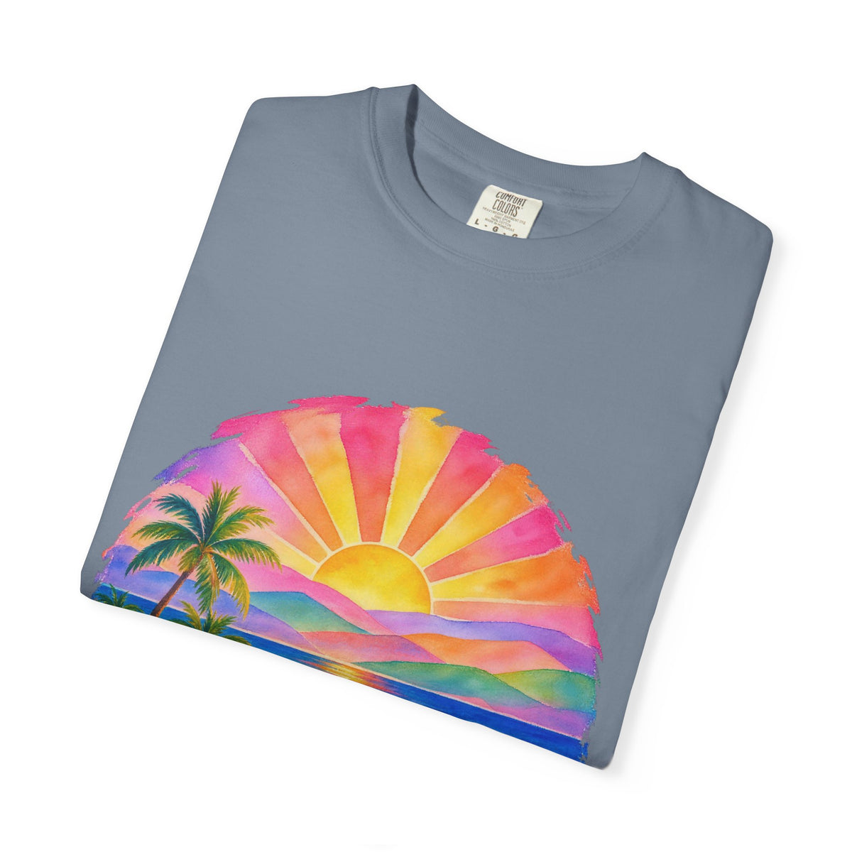Pastel Coastal Badge Shirt | Watercolour Beach Sunset Tee | Comfort Colors T-Shirt