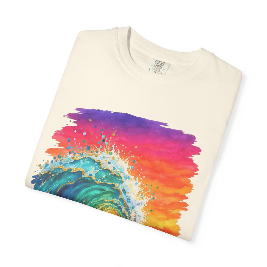 Watercolour Wave Sunset Shirt | Gold Ocean Wave Tee | Comfort Colors T-Shirt