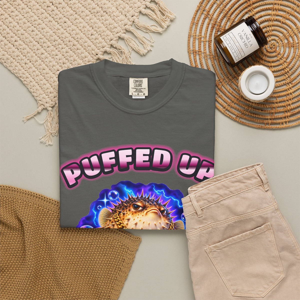 Pufferfish Bootleg Shirt | Puffed Up Funny Fish Tee | Comfort Colors T-Shirt