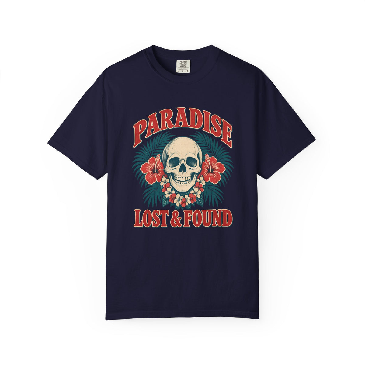 Paradise Lost and Found Tee | Tropical Skull Hibiscus Shirt | Vintage Surf T-Shirt | Comfort Colors Pepper