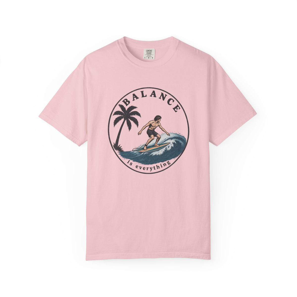 Balance Is Everything Tee | Vintage Surfer Badge Shirt | Inspirational Surf T-Shirt | Comfort Colors Gift