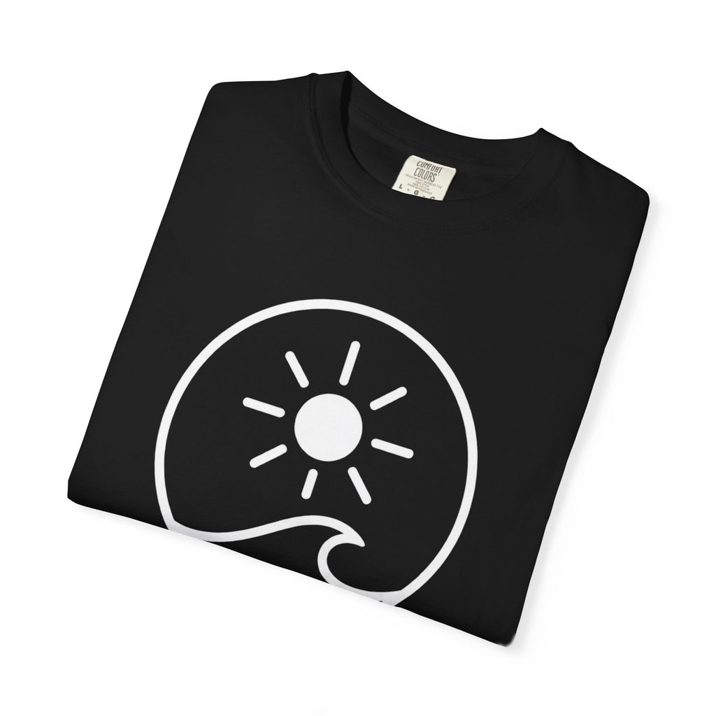 Ocean Minded Tee | Sun and Wave Circle Emblem Shirt | Minimalist Surf T-Shirt | Comfort Colors Pepper