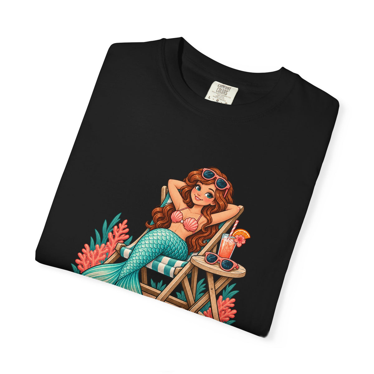 Mermaid Off Duty Tee | Cute Mermaid Beach Chair Shirt | Funny Vacation T-Shirt | Comfort Colors Watermelon