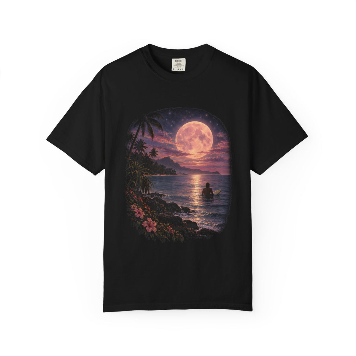 Pink Moon Paddle Shirt | Vintage Moonlight Surfer Tee | Comfort Colors T-Shirt