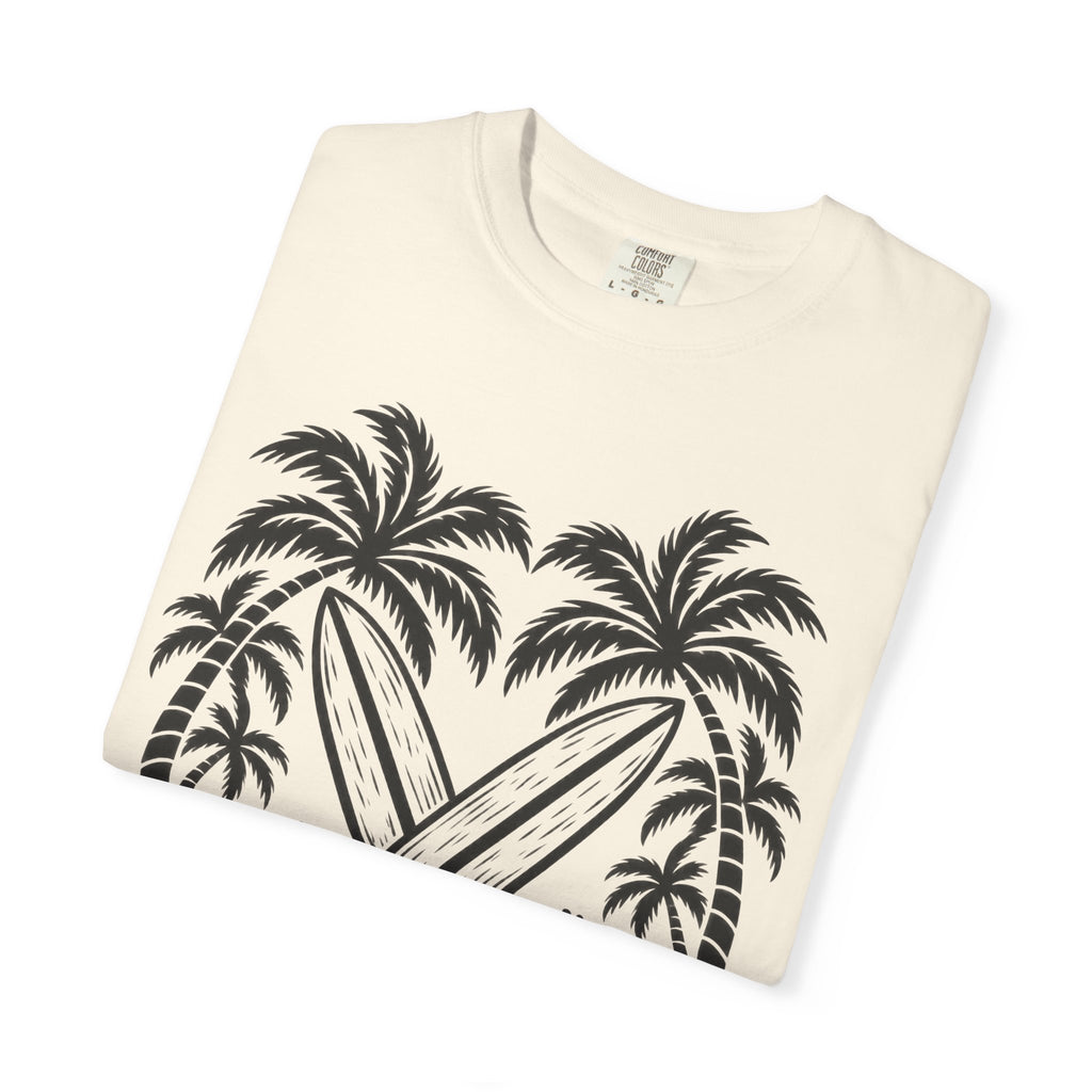 Tropic Tides Surf Shirt | Woodcut Crossed Boards Tee | Comfort Colors T-Shirt