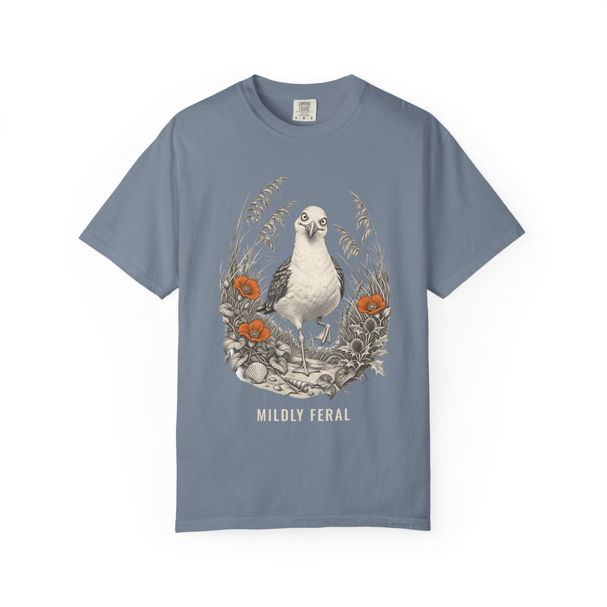 Mildly Feral Seagull Shirt | Vintage Etched Funny Bird Tee | Comfort Colors T-Shirt