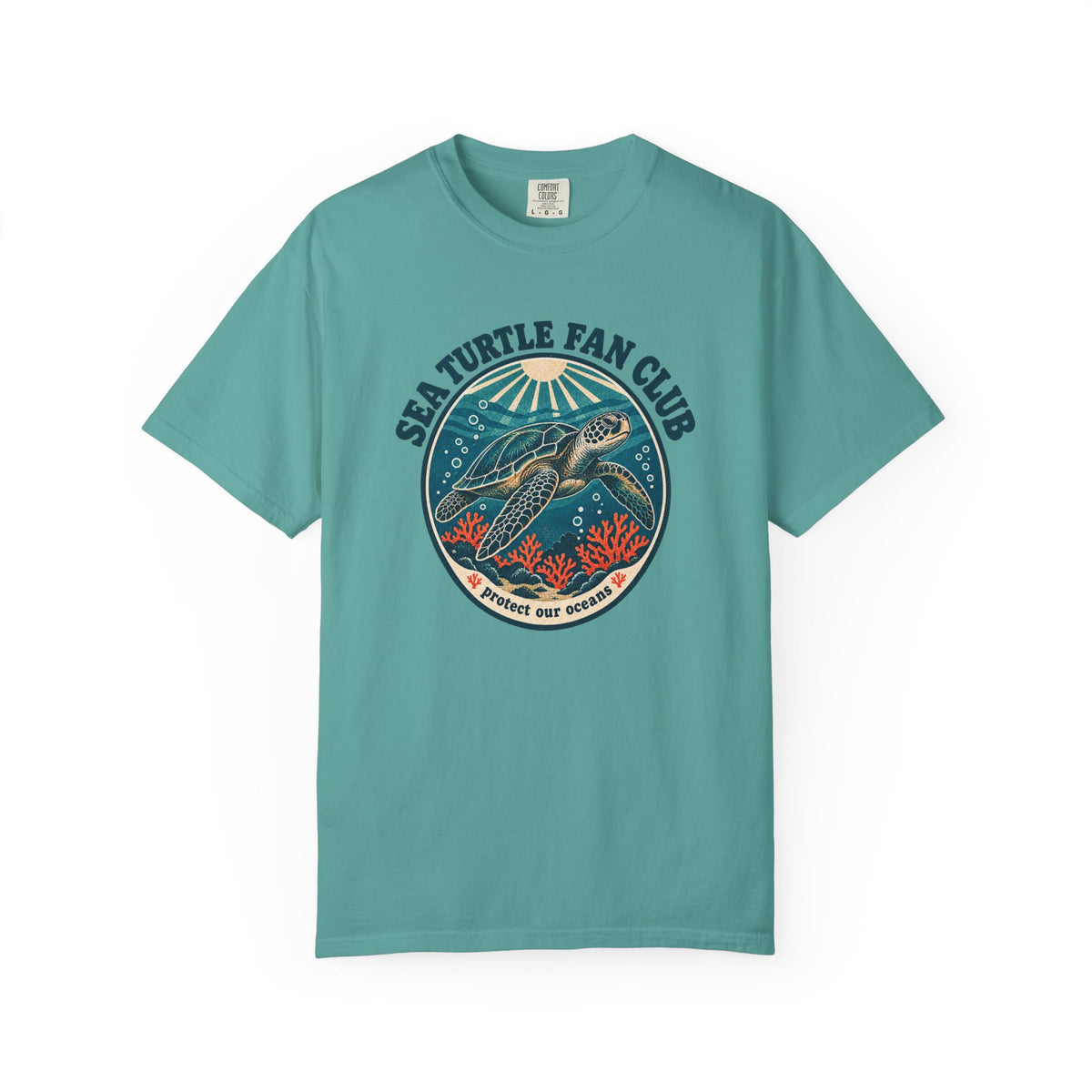 Sea Turtle Fan Club Tee | Vintage Turtle Coral Shirt | Protect Our Oceans T-Shirt | Comfort Colors Gift