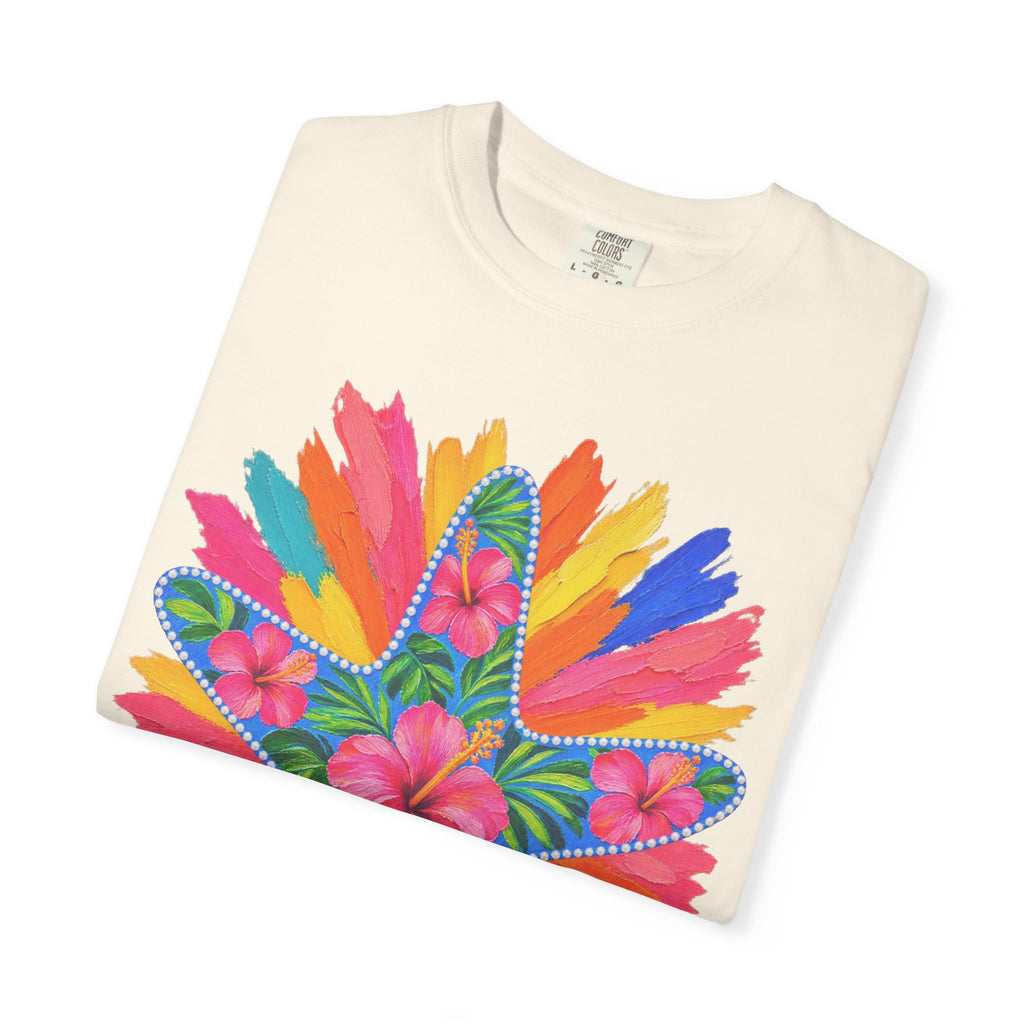 Floral Starfish Shirt | Hibiscus Sunburst Beach Tee | Comfort Colors T-Shirt