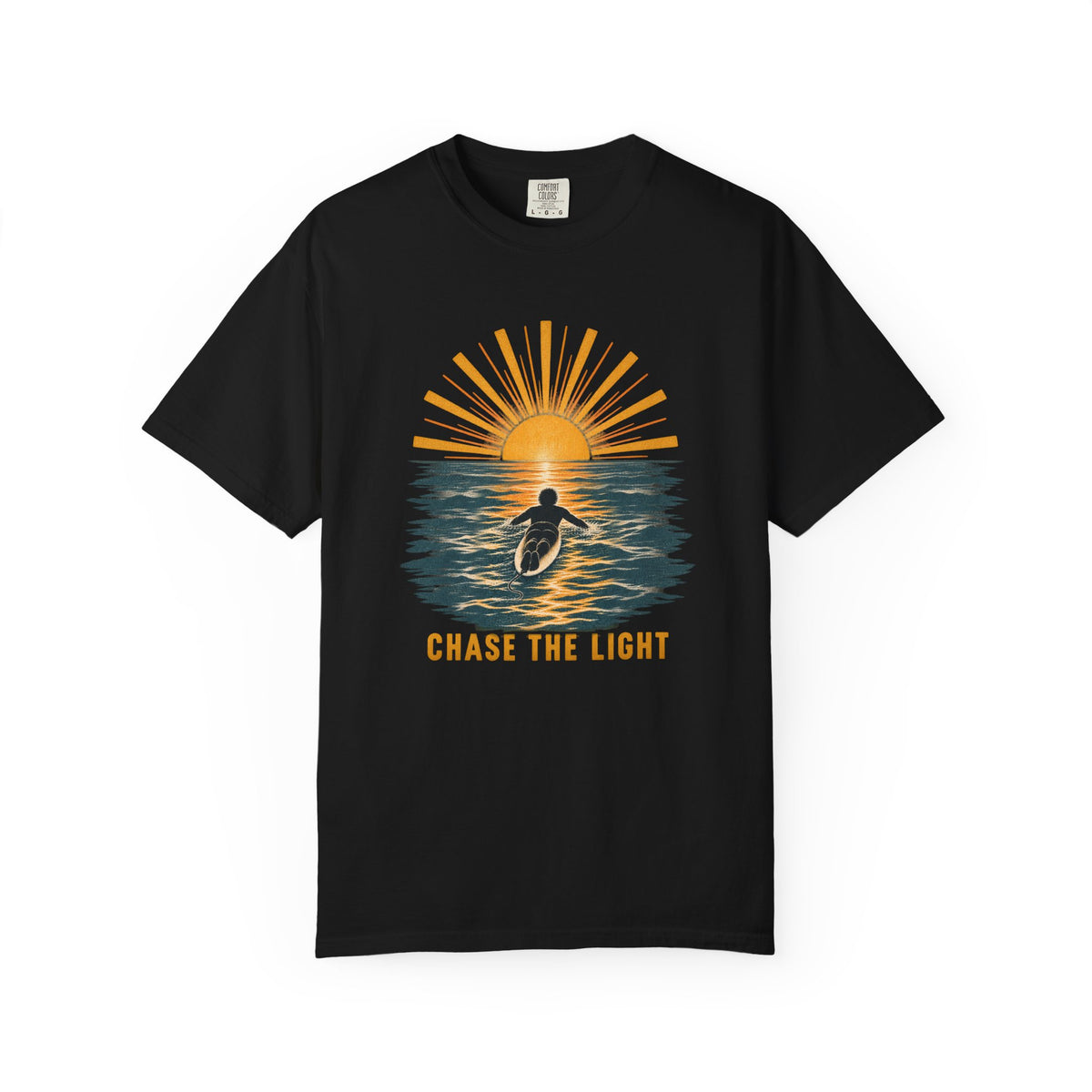 Chase The Light Tee | Sunset Paddle Out Surfer Shirt | Inspirational Surf T-Shirt | Comfort Colors Gift