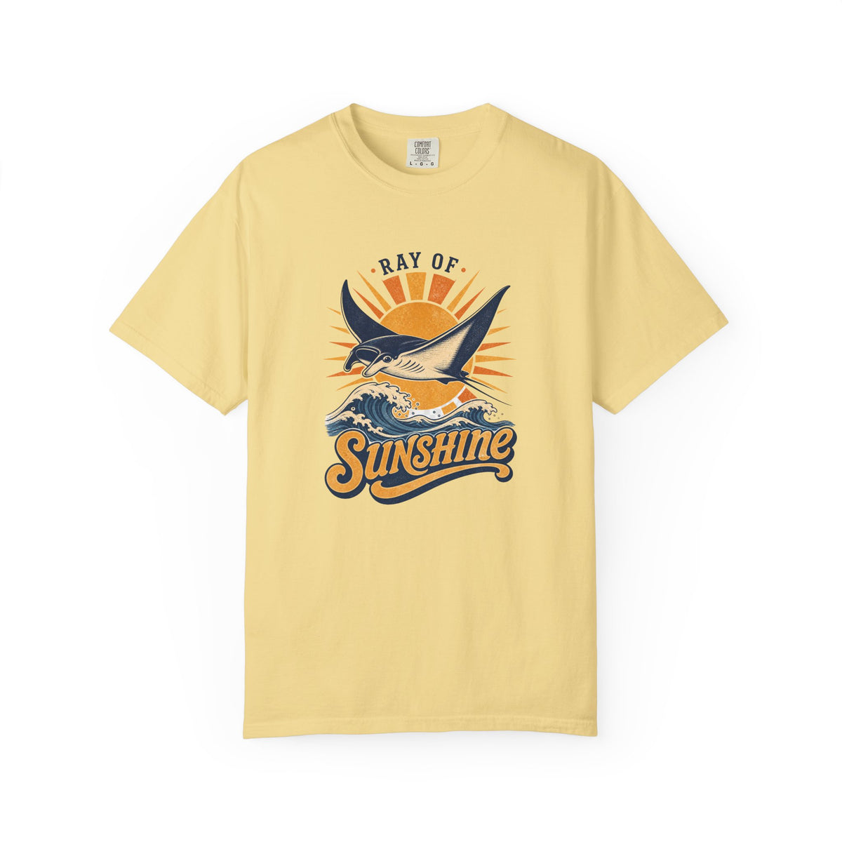 Ray Of Sunshine Tee | Manta Ray Shirt | Retro Beach T-Shirt | Comfort Colors Gift