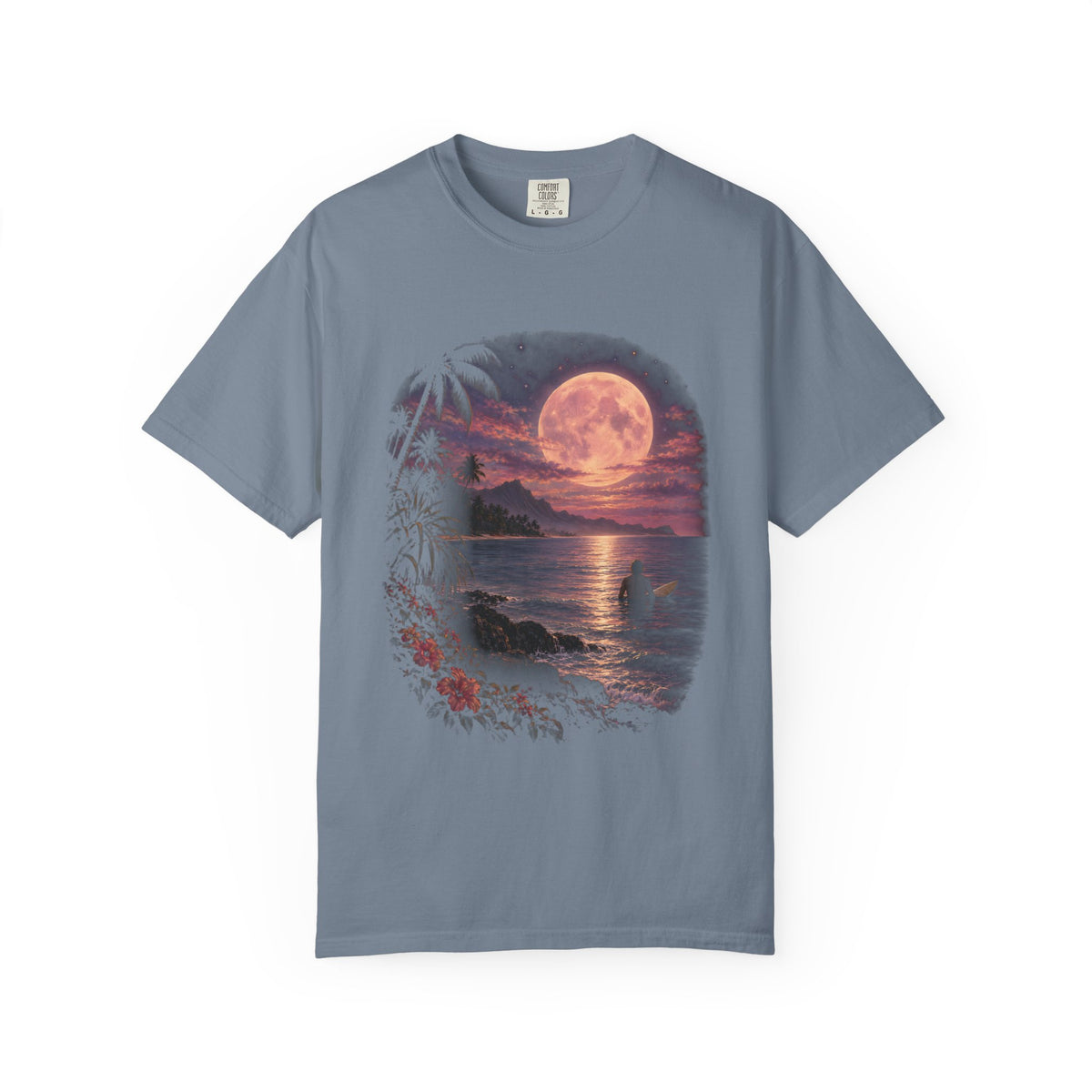 Pink Moon Paddle Shirt | Vintage Moonlight Surfer Tee | Comfort Colors T-Shirt
