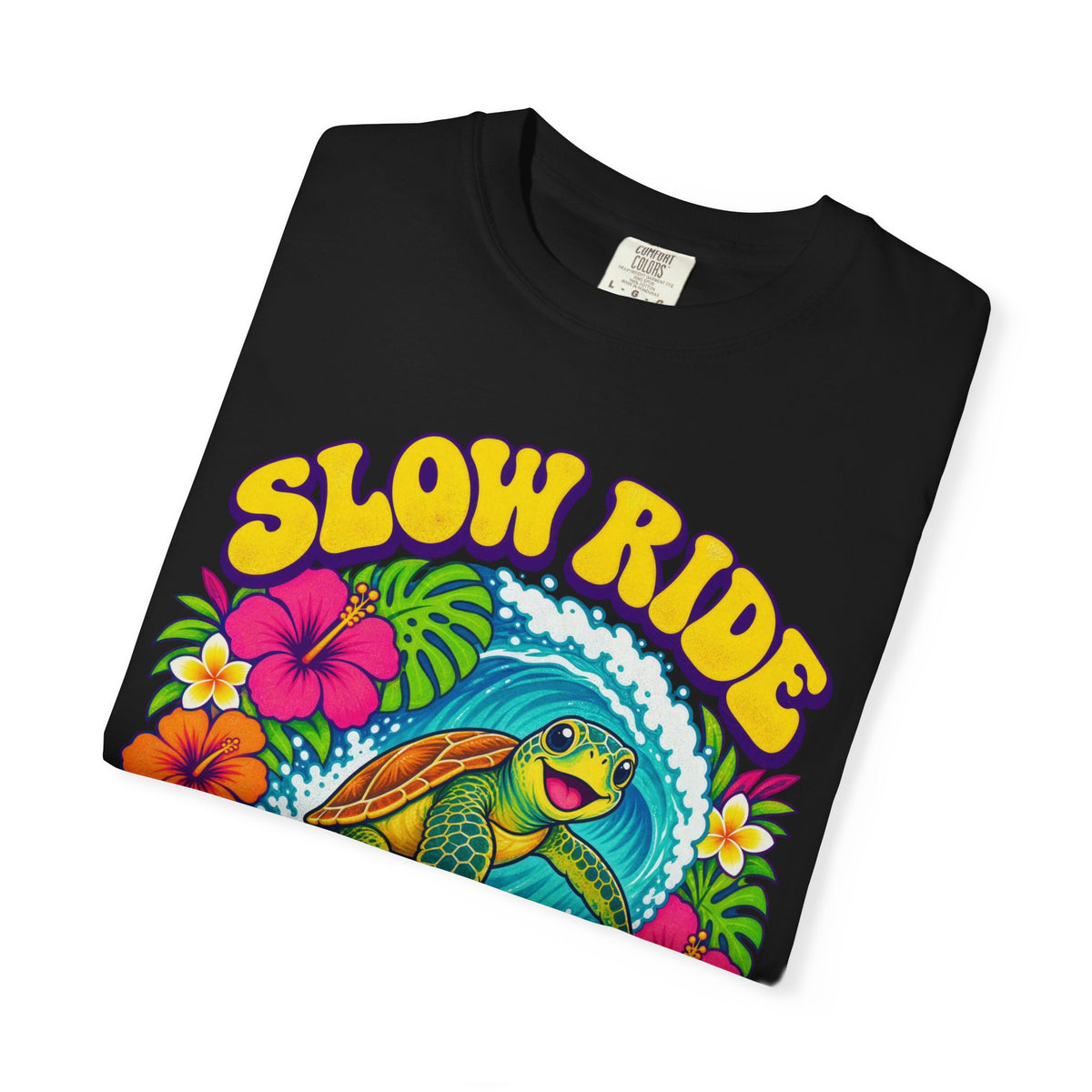 Slow Ride Good Tide Tee | Sea Turtle Surf Shirt | Groovy 70s Beach T-Shirt | Comfort Colors