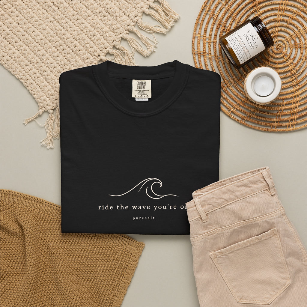 Wave Graphic T-Shirt — "Ride the Wave You're On" Relaxed Surf Tee