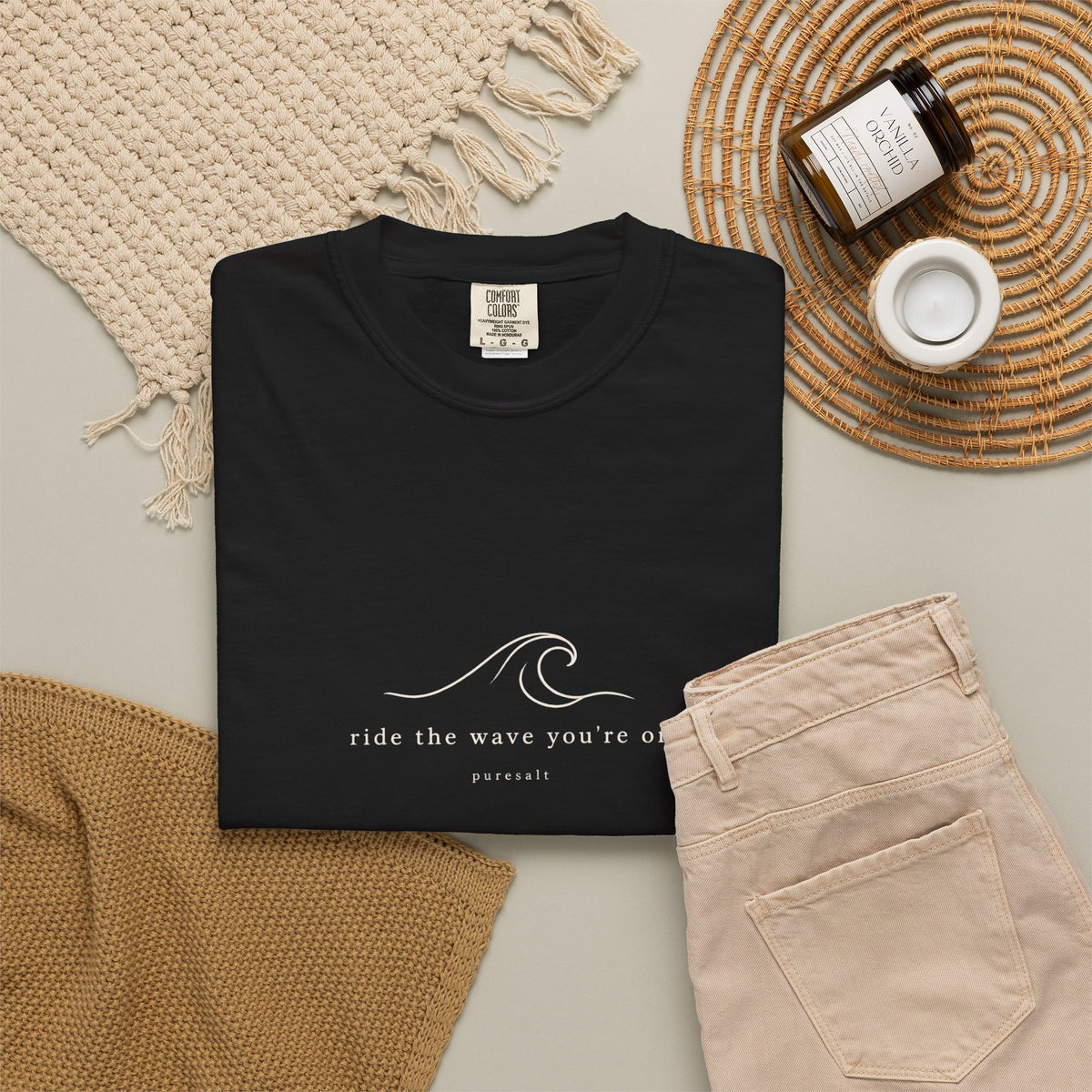 Wave Graphic T-Shirt — "Ride the Wave You're On" Relaxed Surf Tee