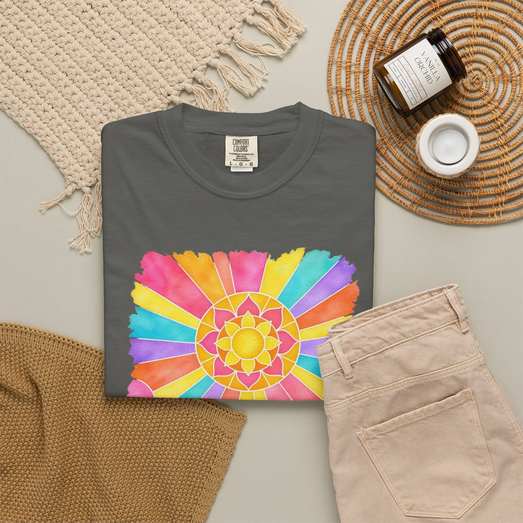 Stained Glass Wave Shirt | Pastel Sunburst Ocean Tee | Comfort Colors T-Shirt