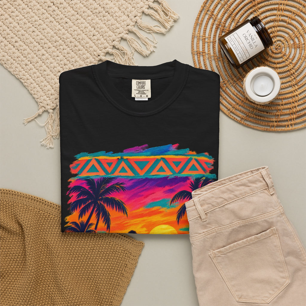 Surfer Walking To The Lineup Shirt | Tribal Sunset Surf Tee | Comfort Colors T-Shirt