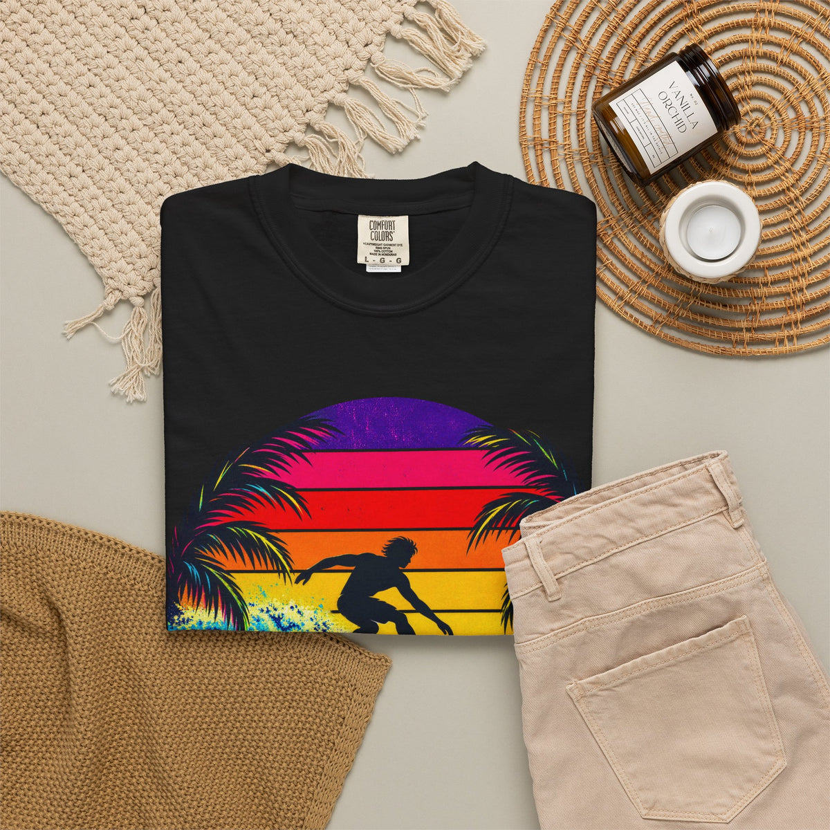 Sunset Chaser Tee | Retro Sunset Shirt | Tropical Surf T-Shirt | Comfort Colors