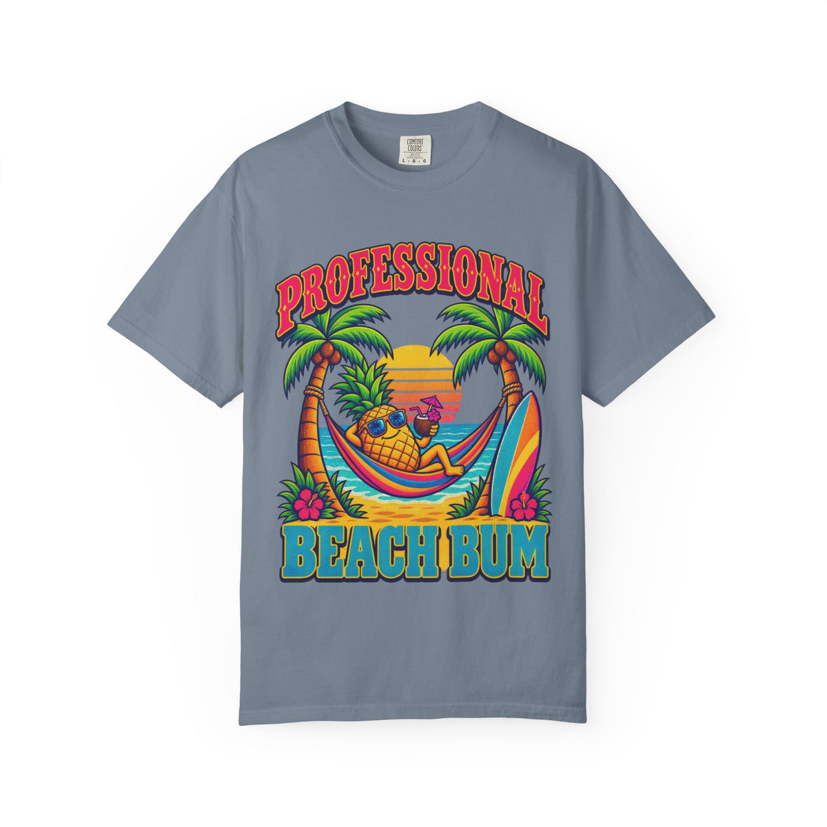 Professional Beach Bum Tee | Funny Pineapple Hammock Shirt | Retro Vacation T-Shirt | Comfort Colors
