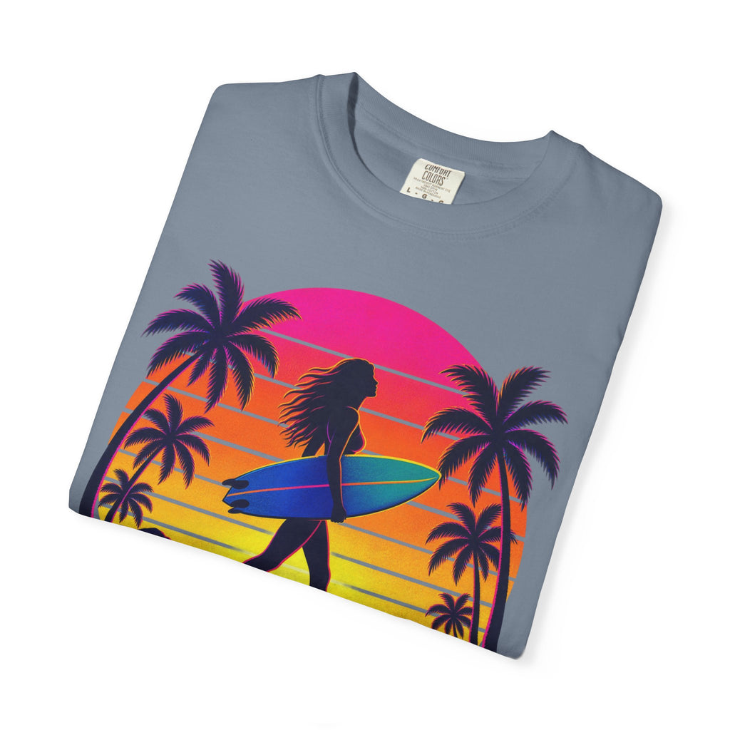 Chasing Sunsets Tee | Synthwave Sunset Surf Girl Shirt | Retro Palm T-Shirt | Comfort Colors