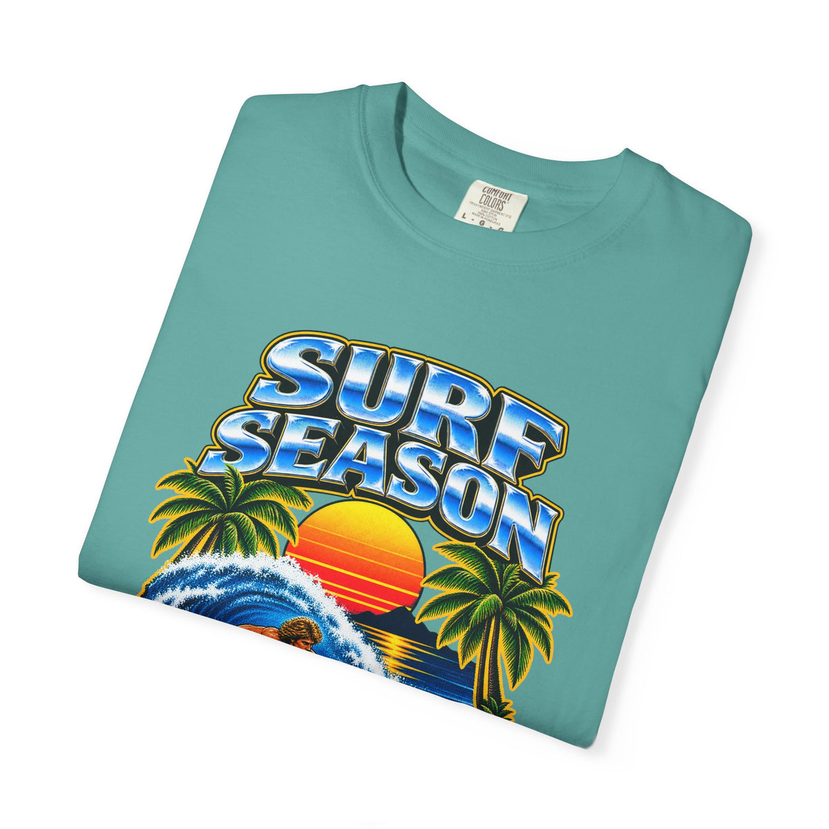 Surf Season Tee | Retro 80s Airbrush Surfer Shirt | Vintage Bootleg Style Wave T-Shirt | Comfort Colors
