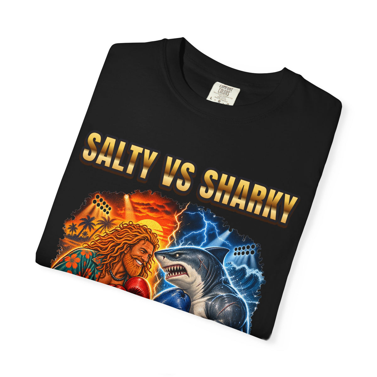 Salty vs Sharky Fight Shirt | Boxing Poster Surf Bootleg Tee | Comfort Colors T-Shirt