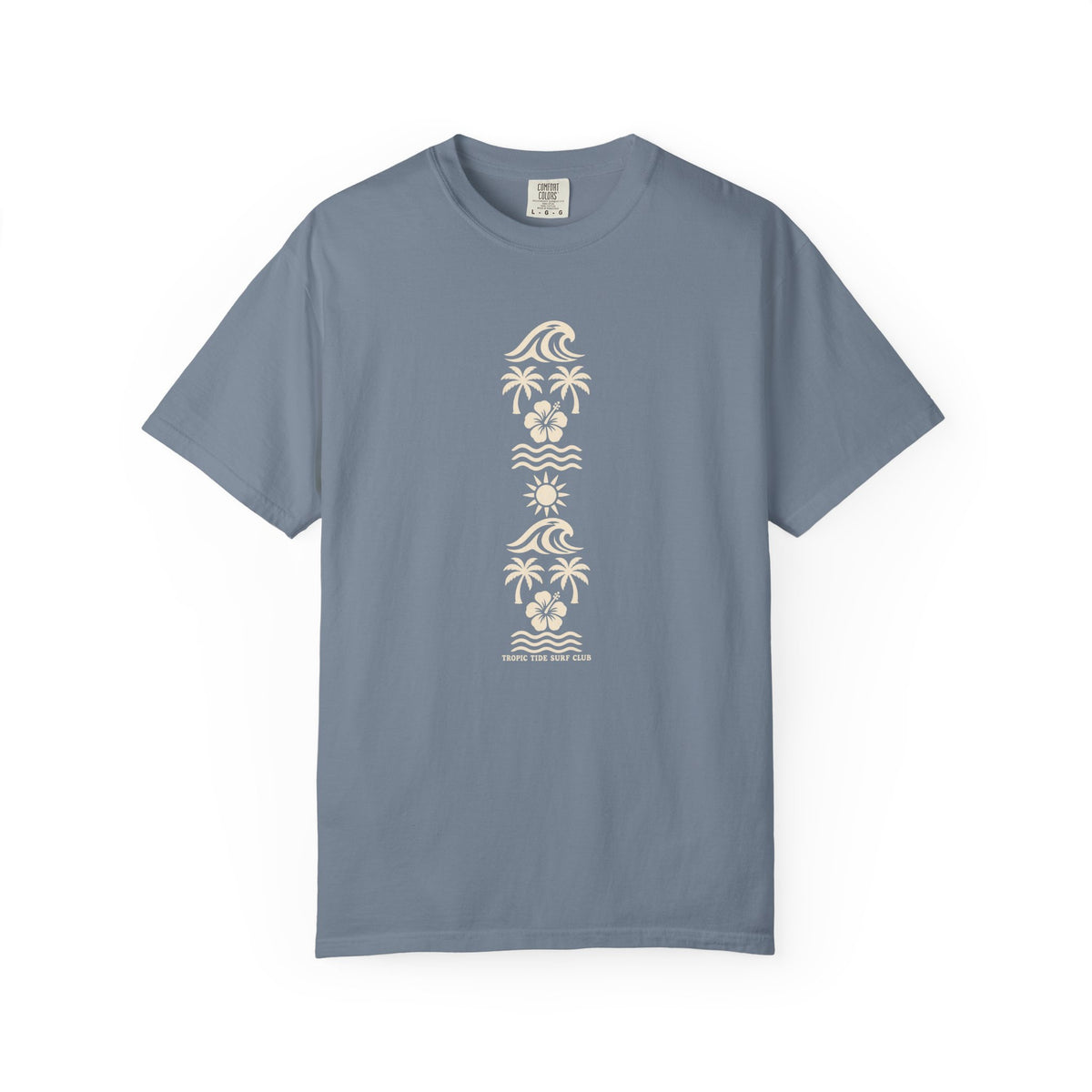 Tropic Tide Surf Club Tee | Minimalist Wave Palm Shirt | Vertical Surf T-Shirt | Comfort Colors Gift