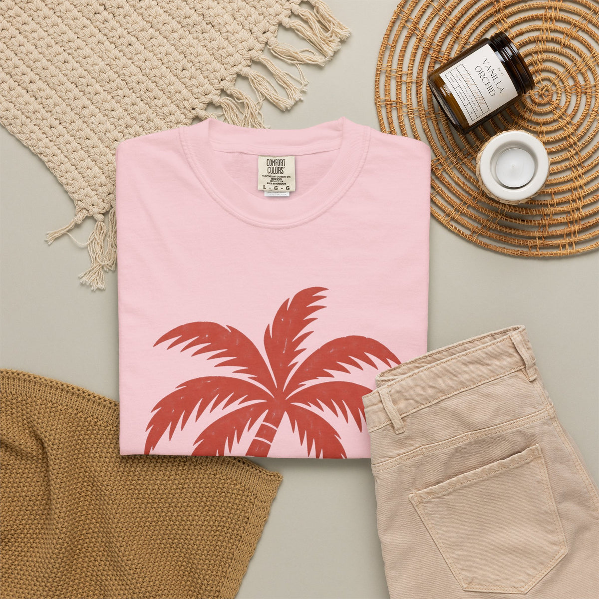 Block Print Palm Wave Shirt | Minimal Palm Tree Tee | Comfort Colors T-Shirt