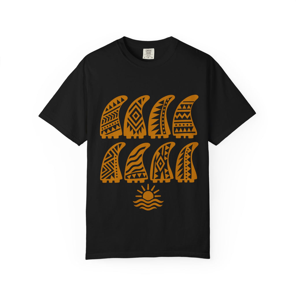 Tribal Fin Rows Shirt | Geometric Surf Fins Tee | Comfort Colors T-Shirt