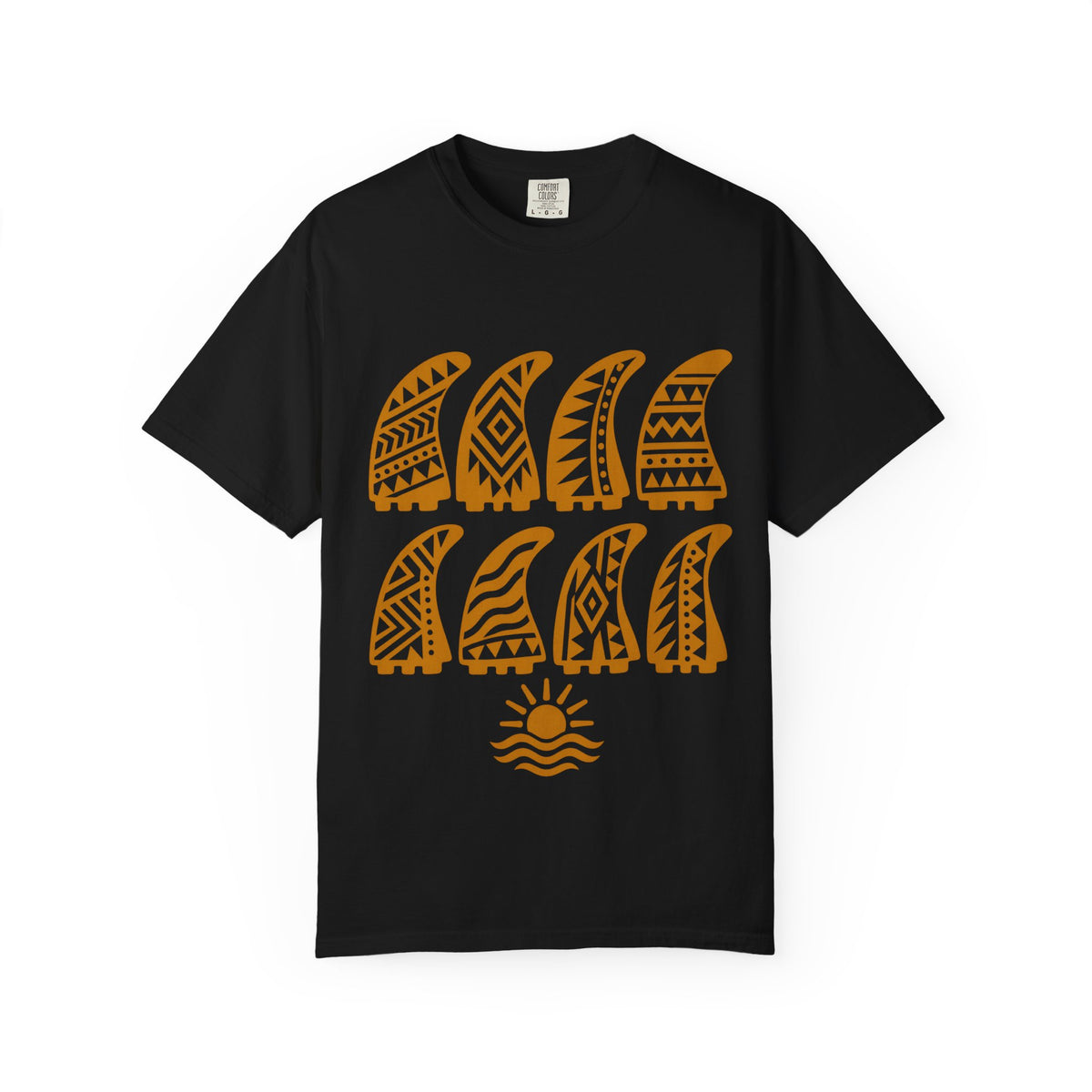 Tribal Fin Rows Shirt | Geometric Surf Fins Tee | Comfort Colors T-Shirt
