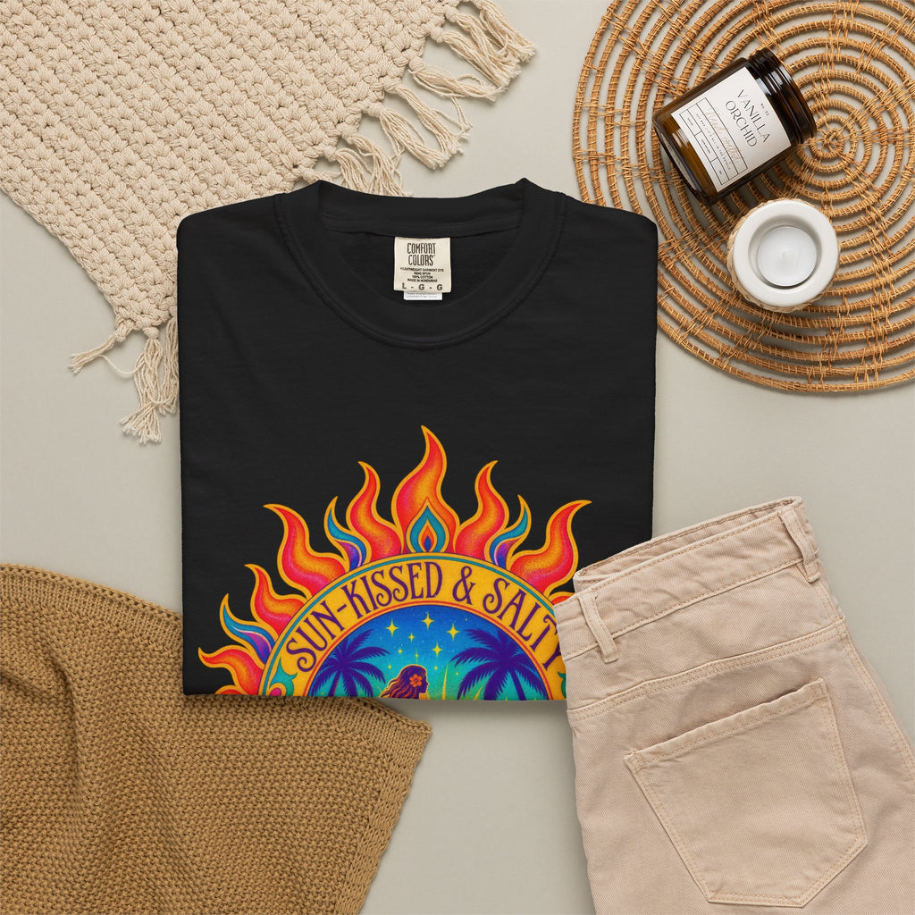 Sun-Kissed & Salty Tee | Sun Mandala Surf Girl Shirt | Boho Beach T-Shirt | Comfort Colors