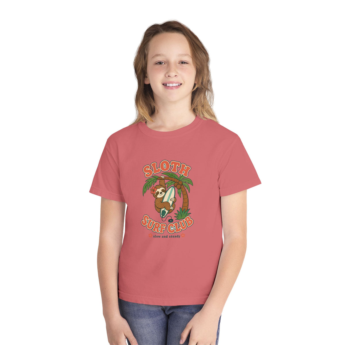 Sloth Surf Club Kids Tee | Sloth Kids Shirt | Youth Beach T-Shirt | Surf Kid Gift