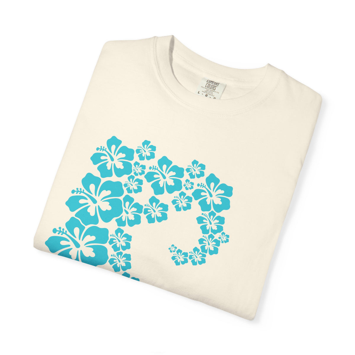 Hibiscus Wave Tee | Teal Flower Wave Shirt | Tropical Hawaiian Hibiscus T-Shirt | Comfort Colors