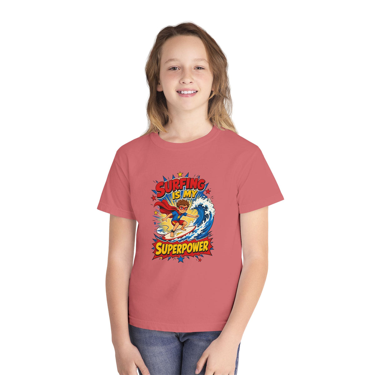 Surfing Is My Superpower Kids Tee | Superhero Surf Kids Shirt | Youth Beach T-Shirt | Surf Kid Gift
