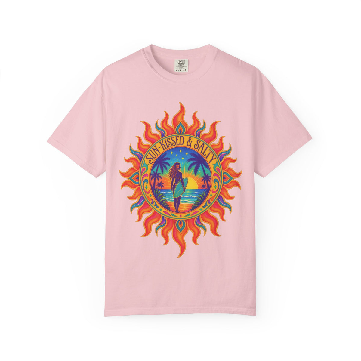Sun-Kissed & Salty Tee | Sun Mandala Surf Girl Shirt | Boho Beach T-Shirt | Comfort Colors