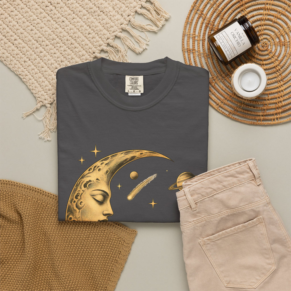 Moon Rider Surfer Shirt | Celestial Moon Surf Tee | Comfort Colors T-Shirt