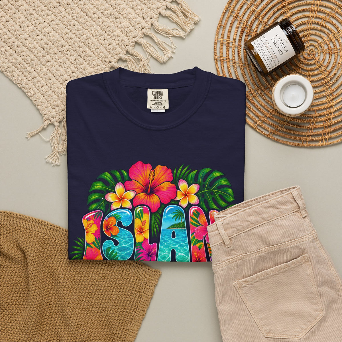 Island Girl Tee | Tropical Girl Shirt | Hibiscus Beach T-Shirt | Comfort Colors
