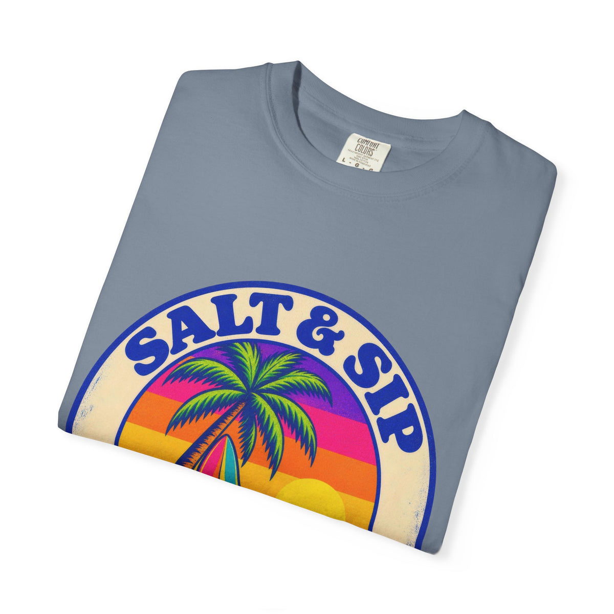 Salt & Sip Beach Bar Club Tee | Retro Sunset Badge Shirt | Tropical Cocktail T-Shirt | Comfort Colors