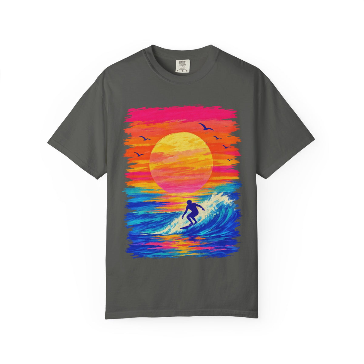 Grunge Sunset Surfer Shirt | Retro Stripe Surf Tee | Comfort Colors T-Shirt
