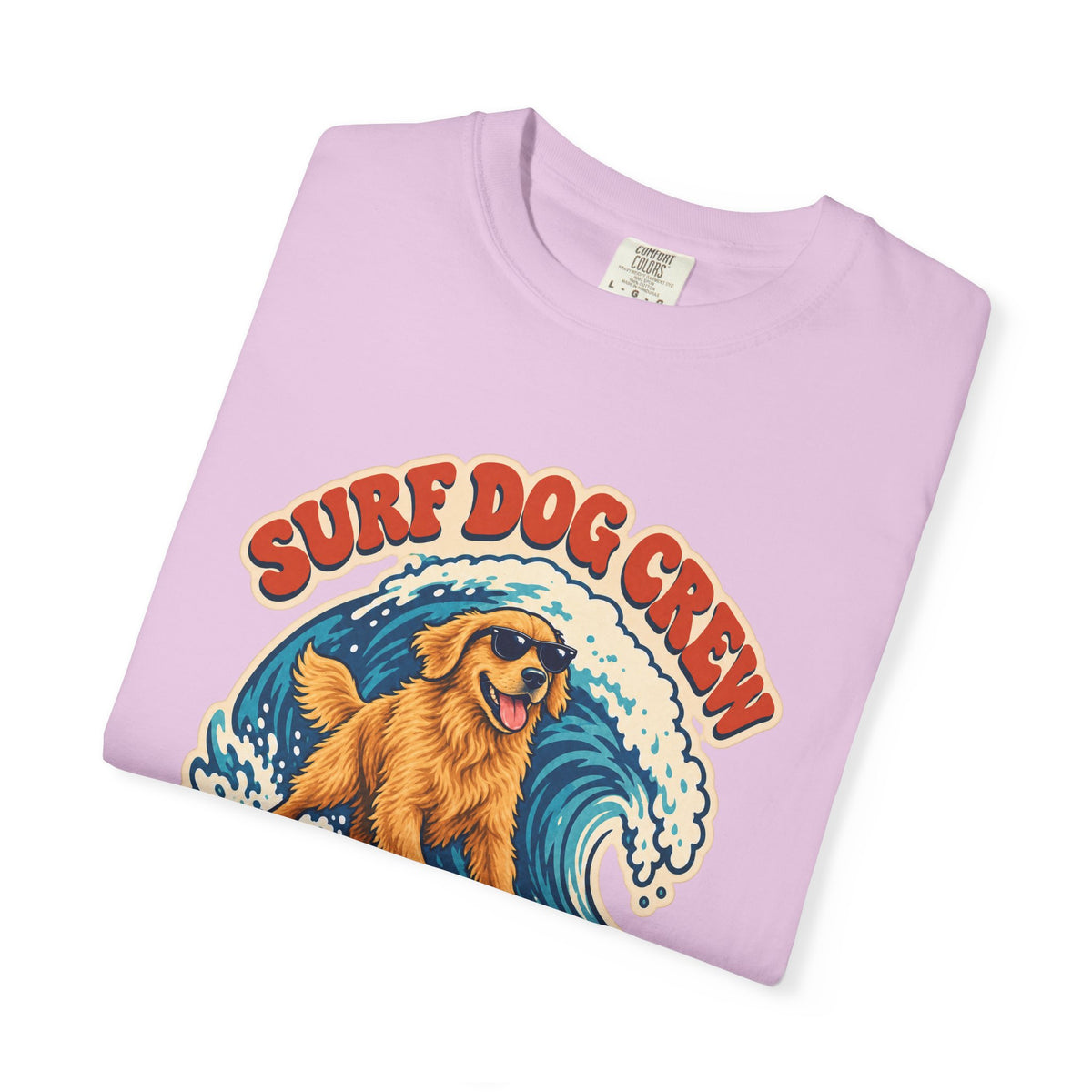 Surf Dog Crew Tee | Golden Retriever Surfing Shirt | Funny Dog Lover Surf T-Shirt | Comfort Colors