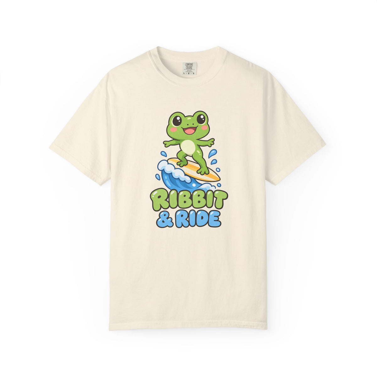 Ribbit and Ride Tee | Cute Surfing Frog Shirt | Funny Frog Surf T-Shirt | Comfort Colors Butter